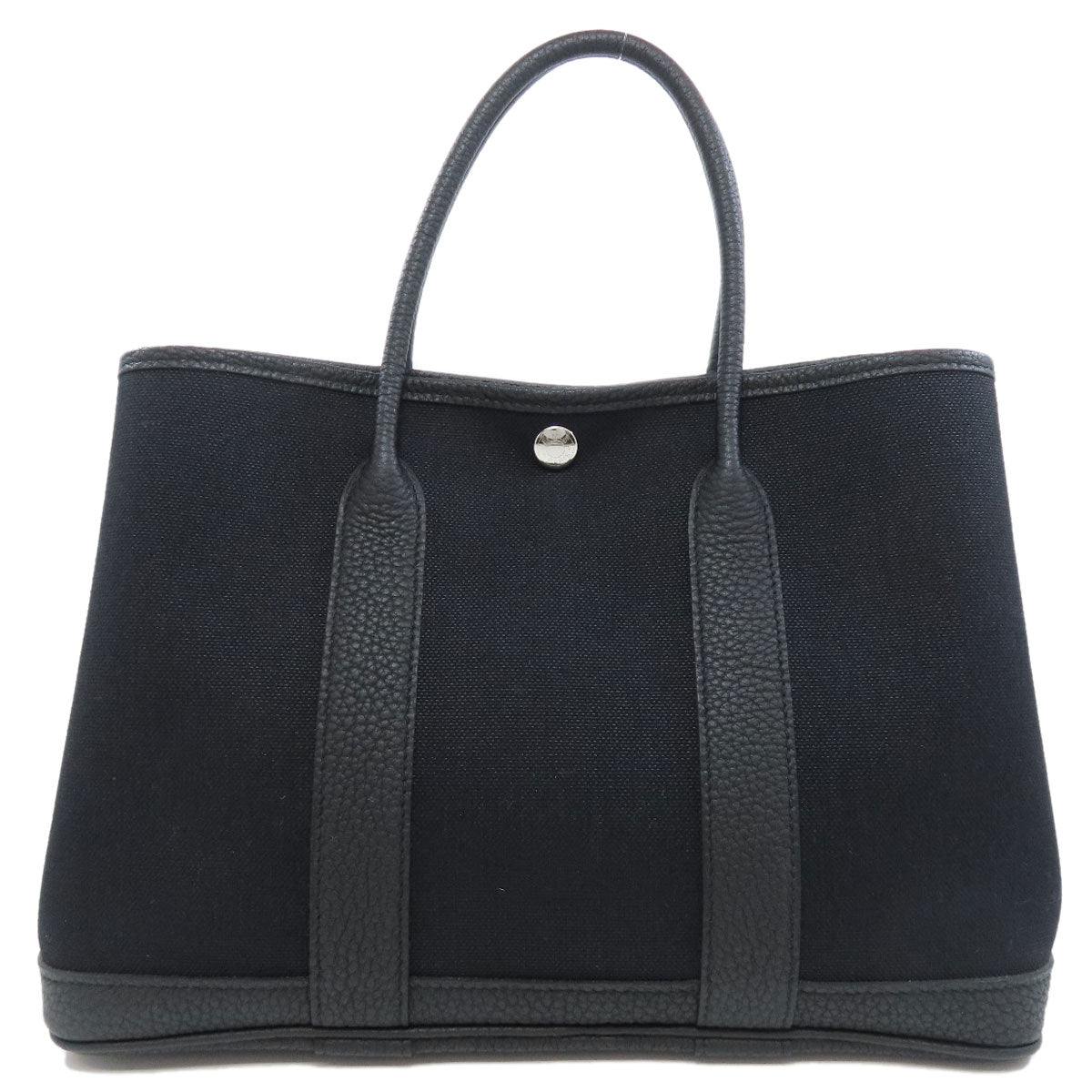 HERMES Tote Bag Toile Military, Negonda black Garden Party TPM SilverMetal Women Used