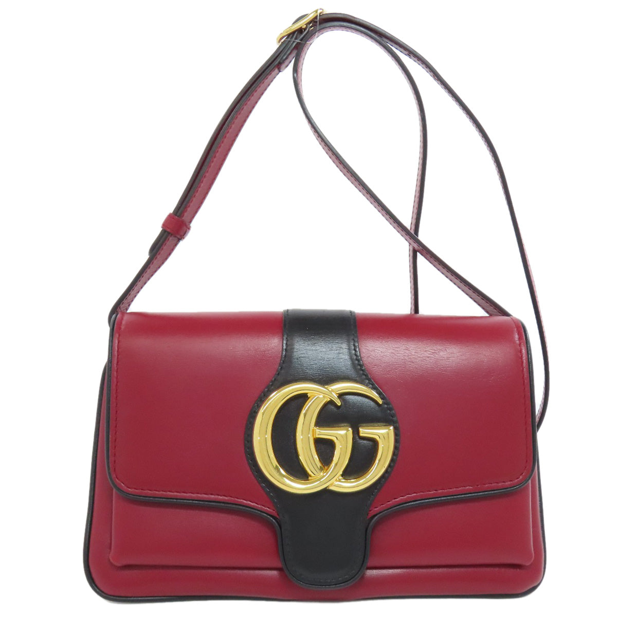GUCCI Shoulder Bag 550129 Calfskin Red Ally GG Marmont Women Used
