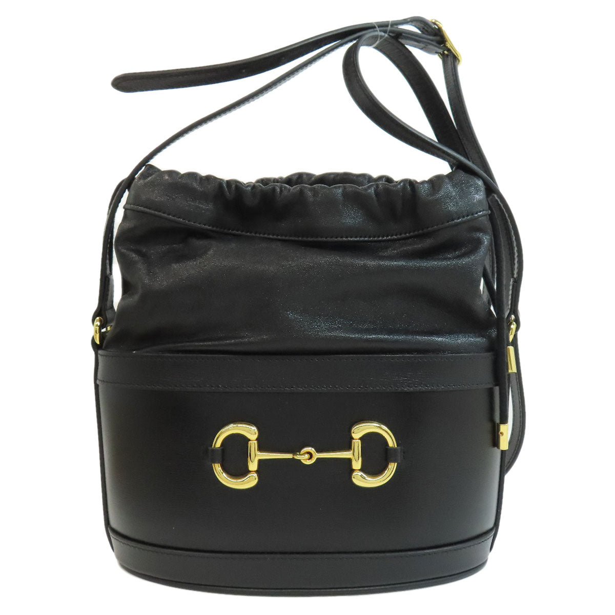 GUCCI Shoulder Bag 602118 leather black Horsebit Bucket Bag Long Shoulder Women Used