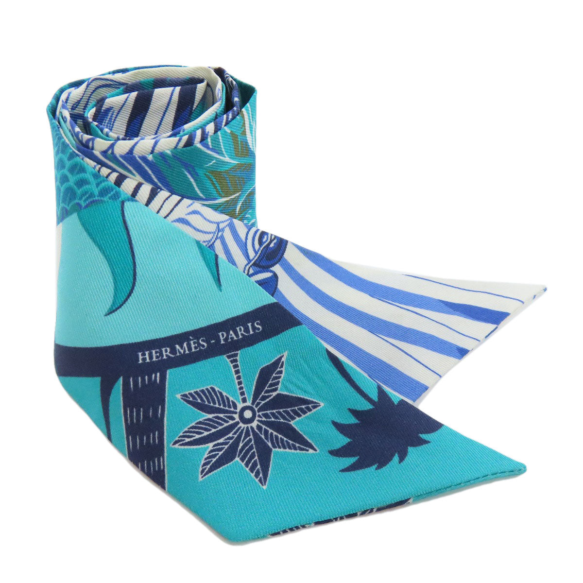 HERMES scarf silk blue Twilly Women Used