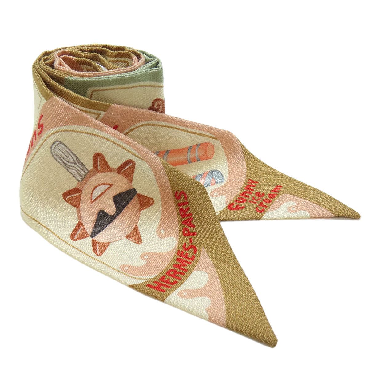 HERMES scarf silk Brown Twilly Women Used