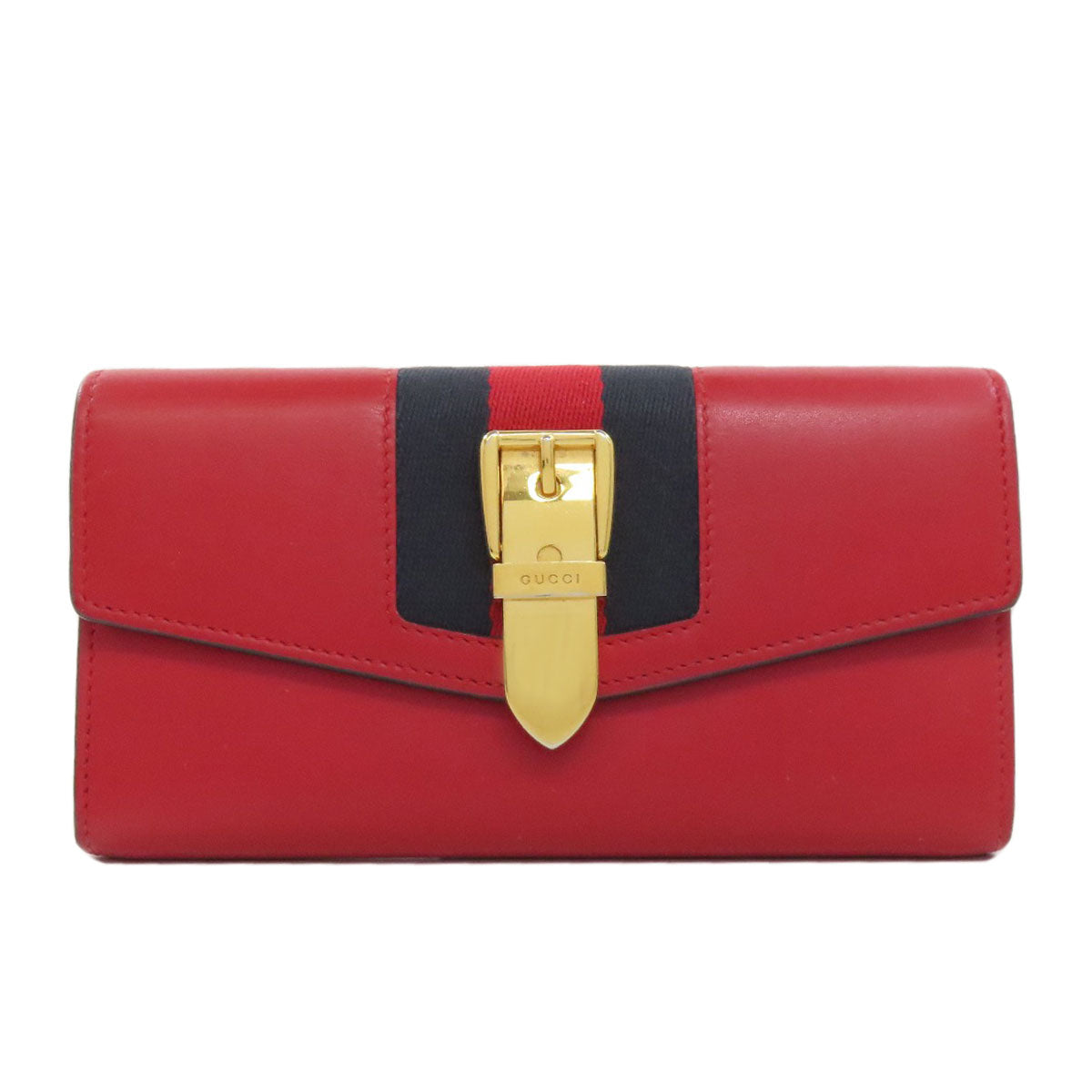 GUCCI Long Wallet Purse 476084 leather Red Sylvie Continental Women Used