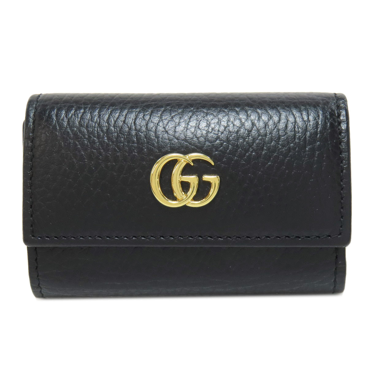 GUCCI Key case Key holder 456118 leather black Double G Women Used