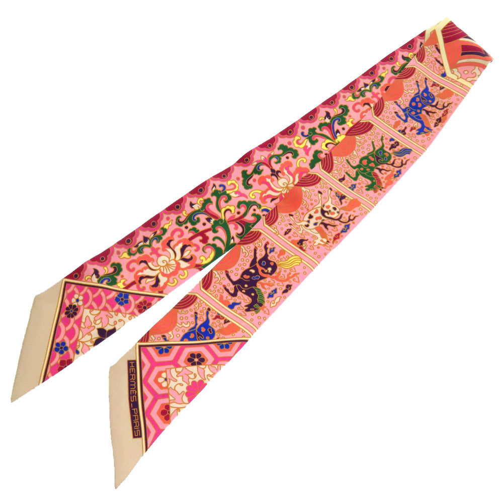 HERMES scarf silk pink Twilly Royal Collection