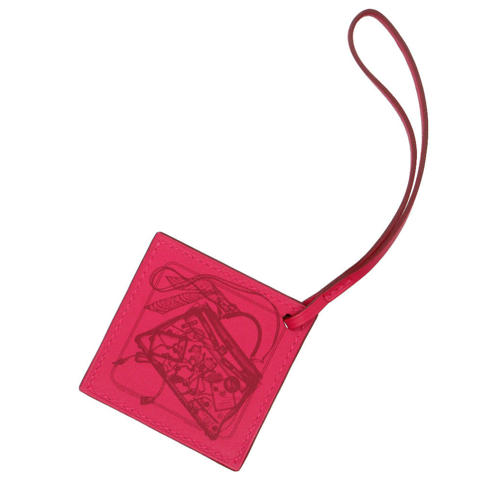 HERMES key ring Vaux Swift Rose mexico Carre Nano Charm