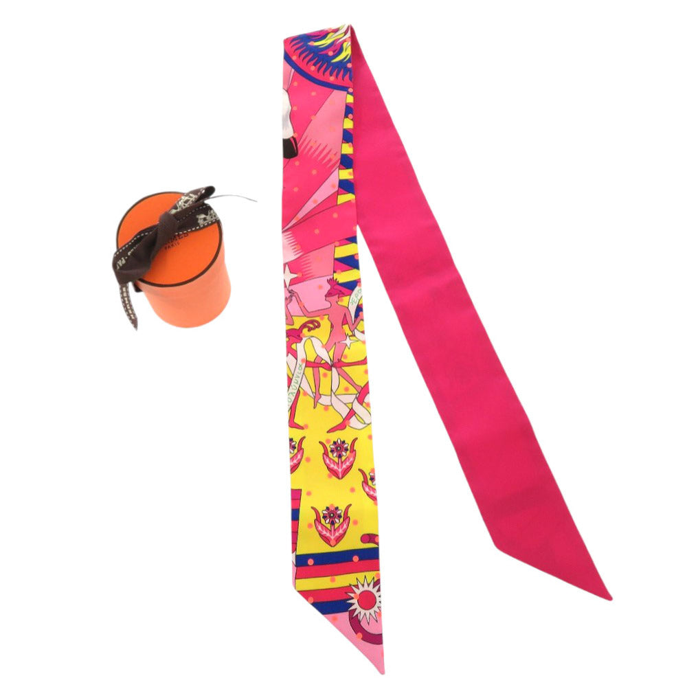 HERMES scarf silk Rose Twilly Plumetis Women Used