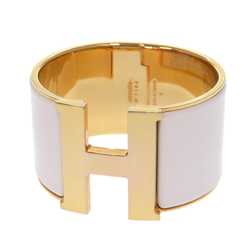 HERMES Bangle metal white Click H Extra Large