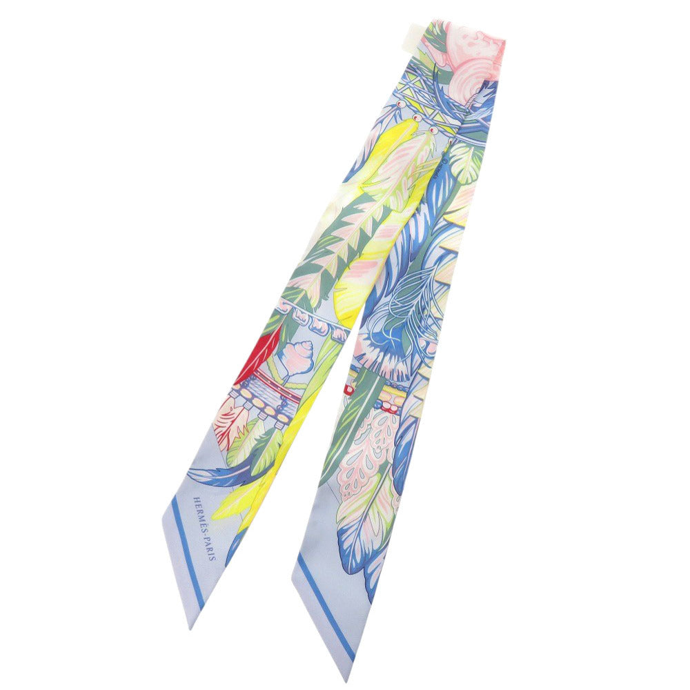 HERMES scarf silk Blue Ciel Twilly Dance Pacific Women Used