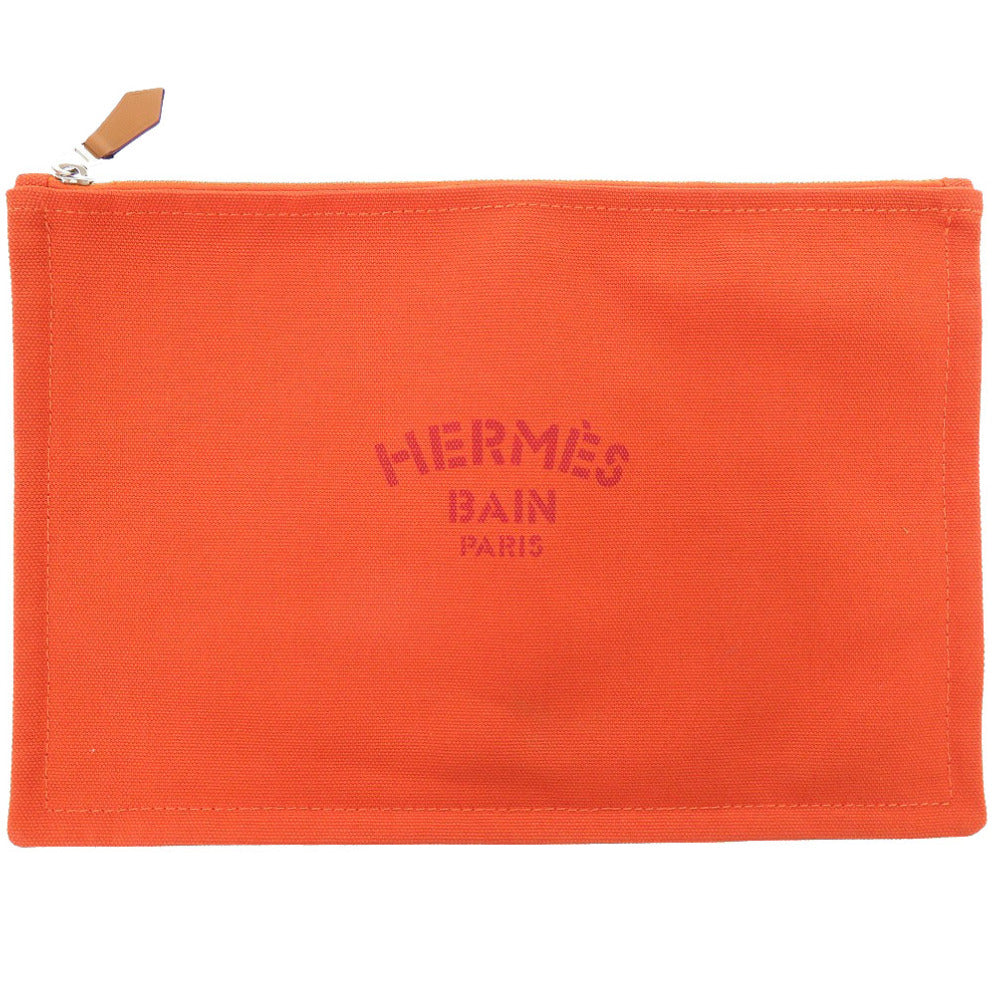 HERMES Pouch cotton Orange Yachting GM Women Used