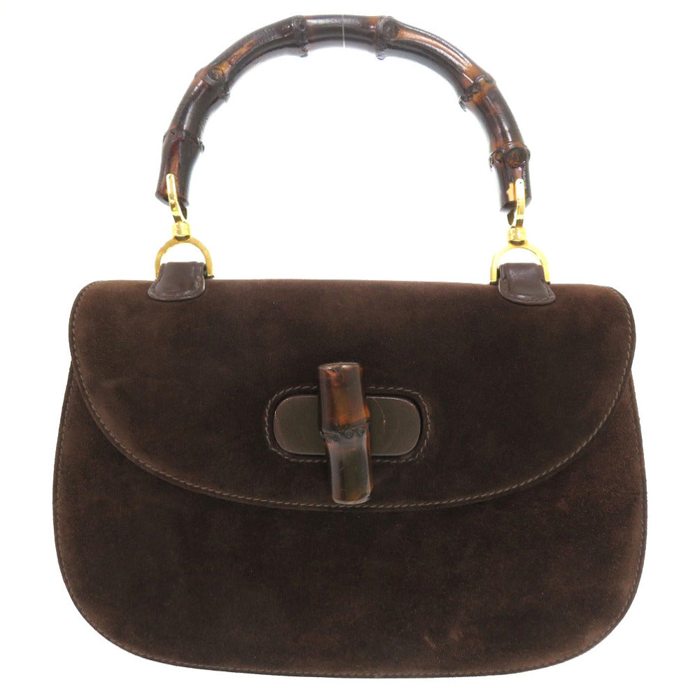 GUCCI Handbag leather Brown Bamboo turnlock handbag Women Used