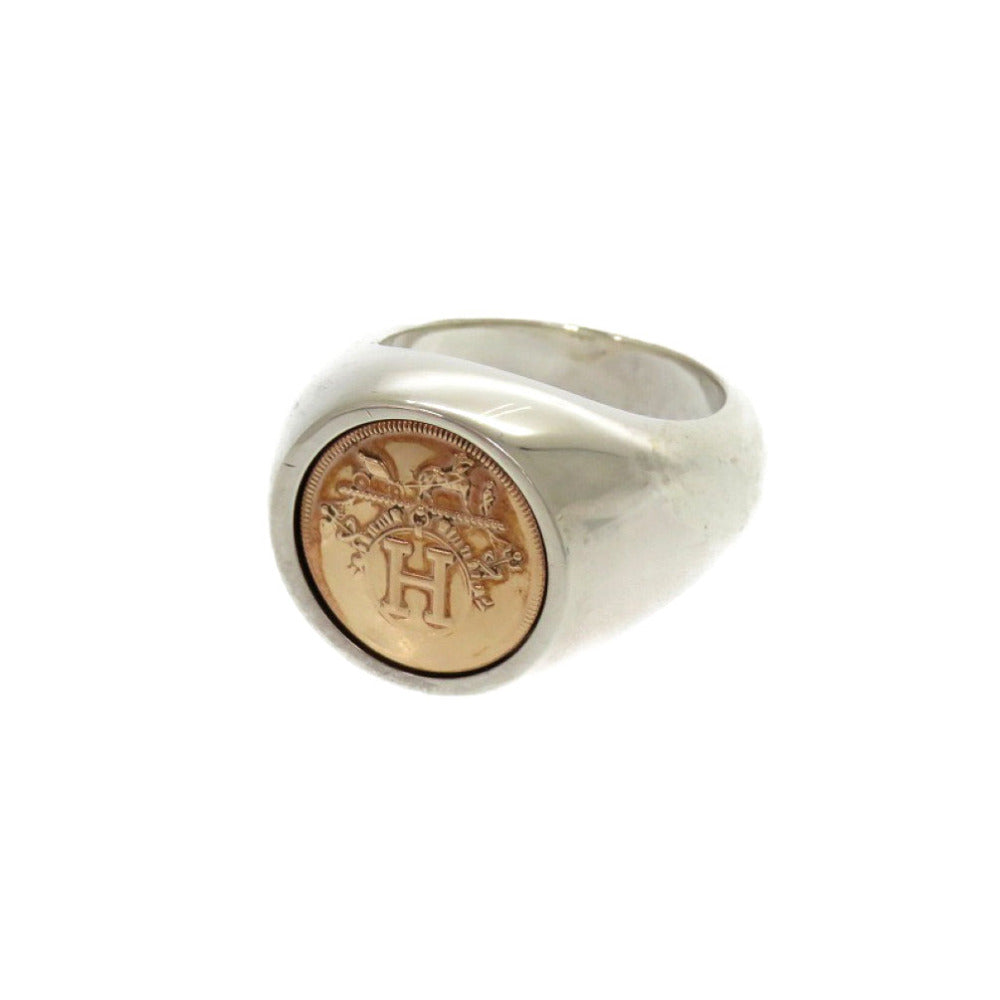 HERMES Ring Silver925, K18 pink gold Silver Exlibris College Chevalier Ring Women 53 Used