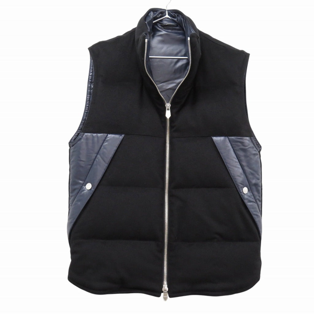 HERMES Down vest Cashmere, Nylon black Cashmere down vest 46