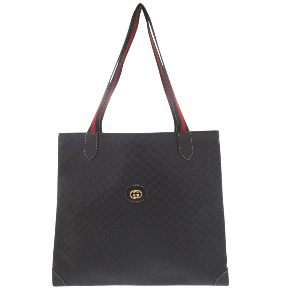 GUCCI Tote Bag 002-63-0048 PVC black Old Gucci Sherry Line Micro GG Women Used