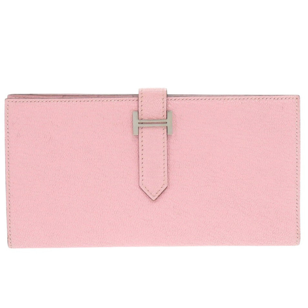 HERMES Long Wallet Purse Shave Rose cherry Beansufla