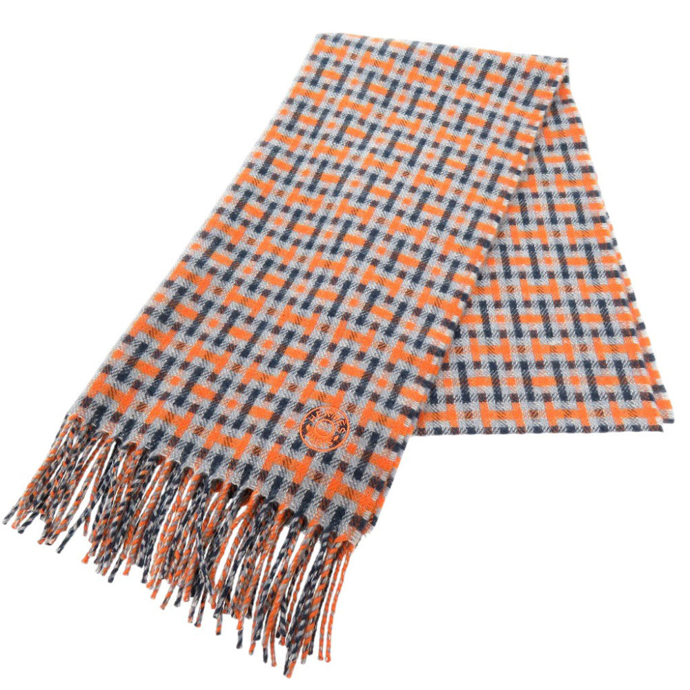 HERMES Scarf H394083T cashmere blue H Ecoce