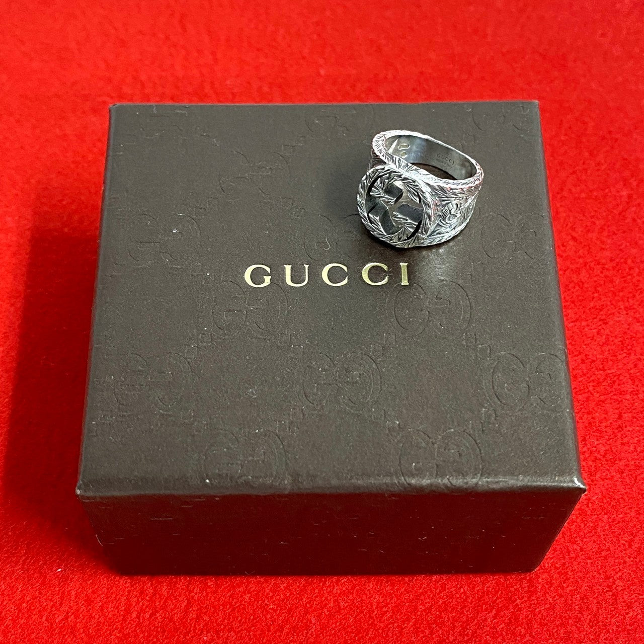 GUCCI Ring 455302 J8400 0811 Silver925 Silver Interlocking G arabesque ring logo mens 13 Used