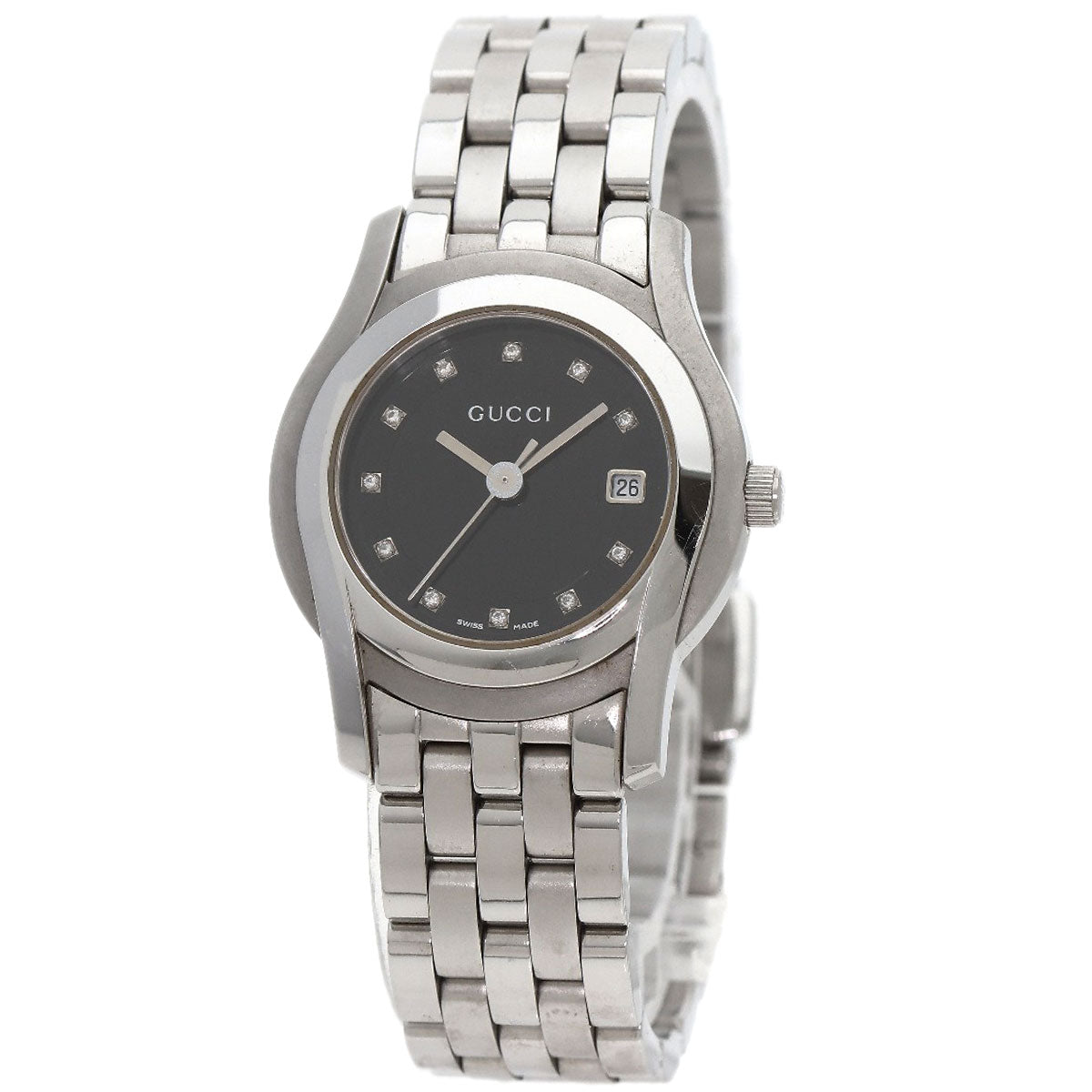 GUCCI Watches Quartz 5500L Stainless Steel Silver 11P Diamond black dial