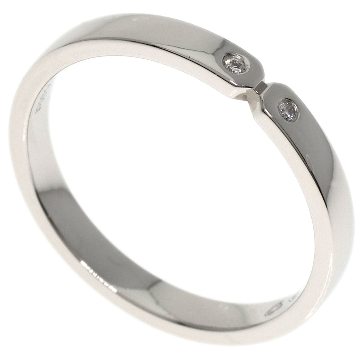 HERMES Ring PT950 Silver Ever Kelly 2P Diamond #51