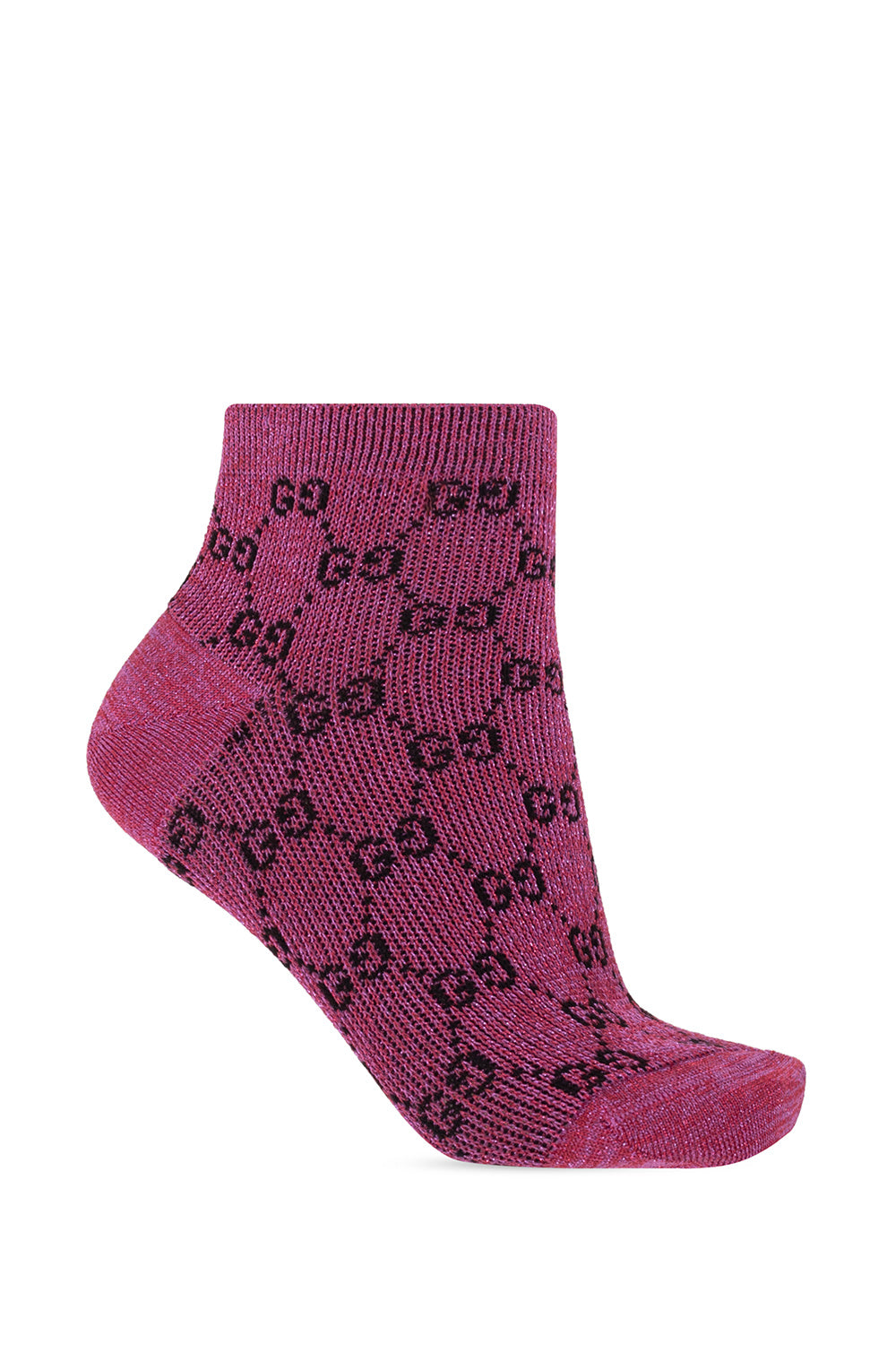 Gucci Ankle Socks in Fuschia Lamé Interlocking GG Black