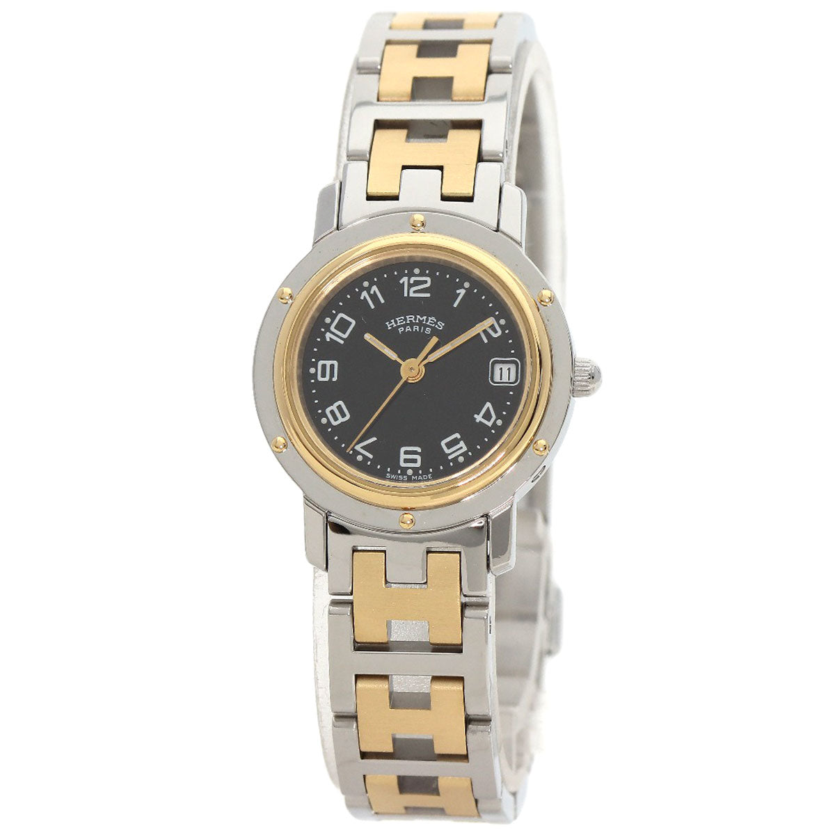 HERMES Watches Quartz CL4.220 Stainless Steel gold Clipper black dial