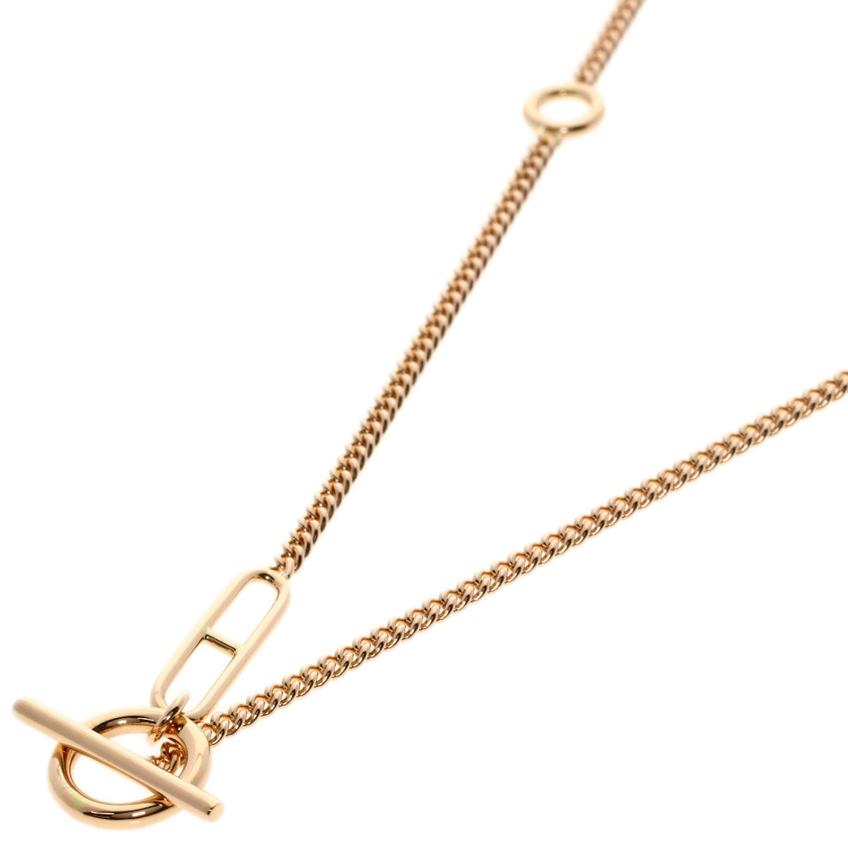 HERMES Necklace 18K Pink Gold Silver Chaine d'Ancre Echapp Long Women Used