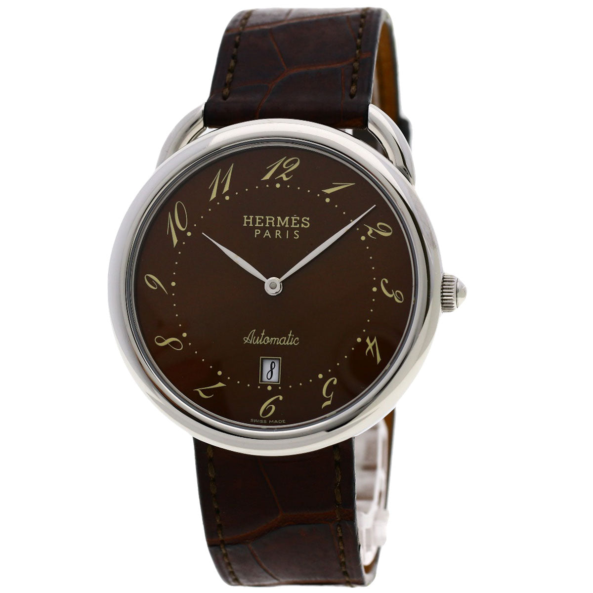 HERMES Watches Mechanical Automatic AR4.810 Stainless Steel Silver Arceau Brown dial
