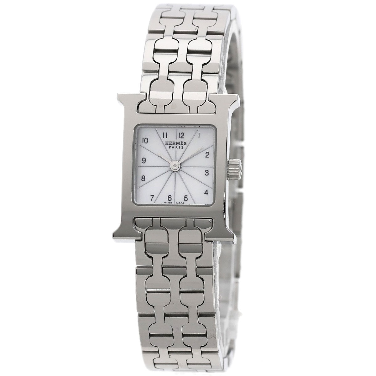 HERMES Watches Quartz HH1.110 Stainless Steel Silver H watch mini White shell dial