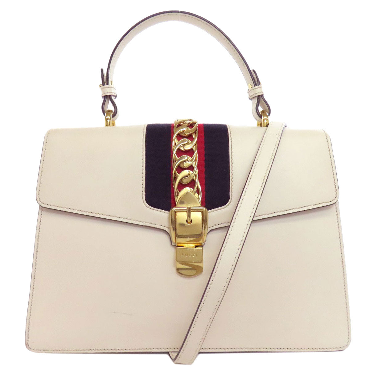 GUCCI Handbag 431665 leather white Sylvie 2WAY Women Used