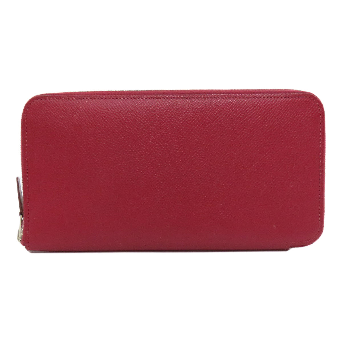 HERMES Long Wallet Purse Epsom Red Azap Silk In Long Silver Metal