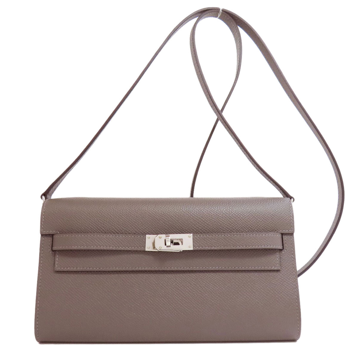 HERMES Long Wallet Purse Epsom gray Kelly To Go SilverMetal Women Used