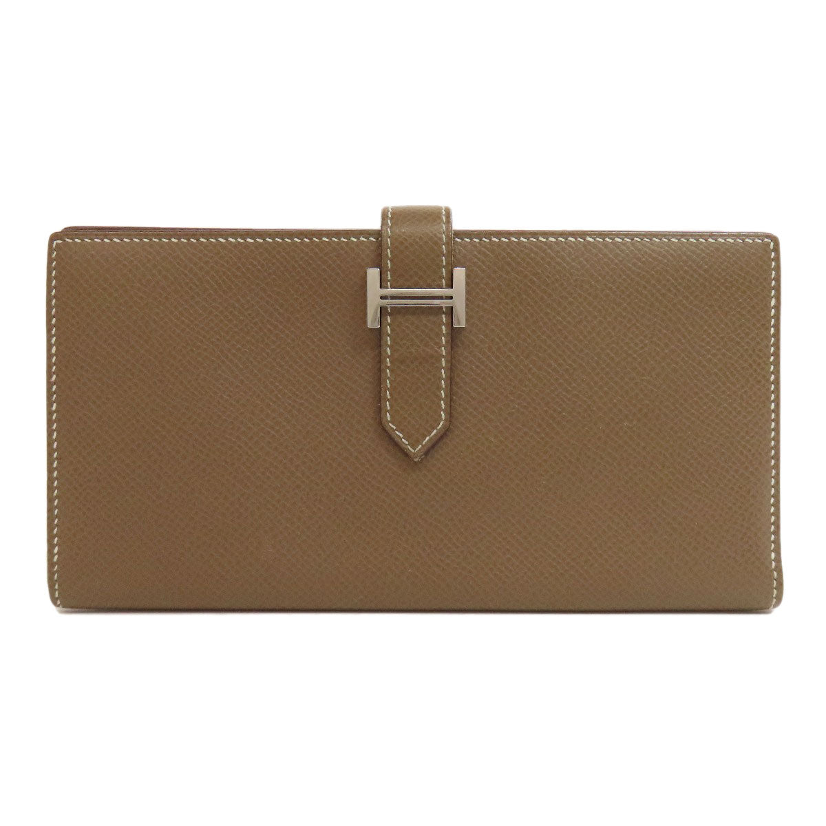 HERMES Long Wallet Purse Epsom beige Bearn soufflet etope SilverMetal