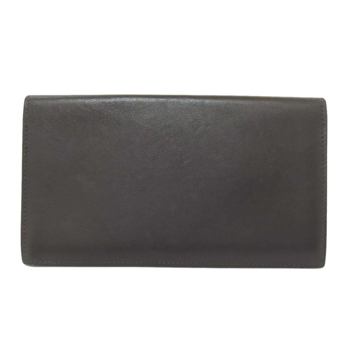 HERMES Long Wallet Purse Calfskin gray Citizen Twill Long Silk Inn Women Used