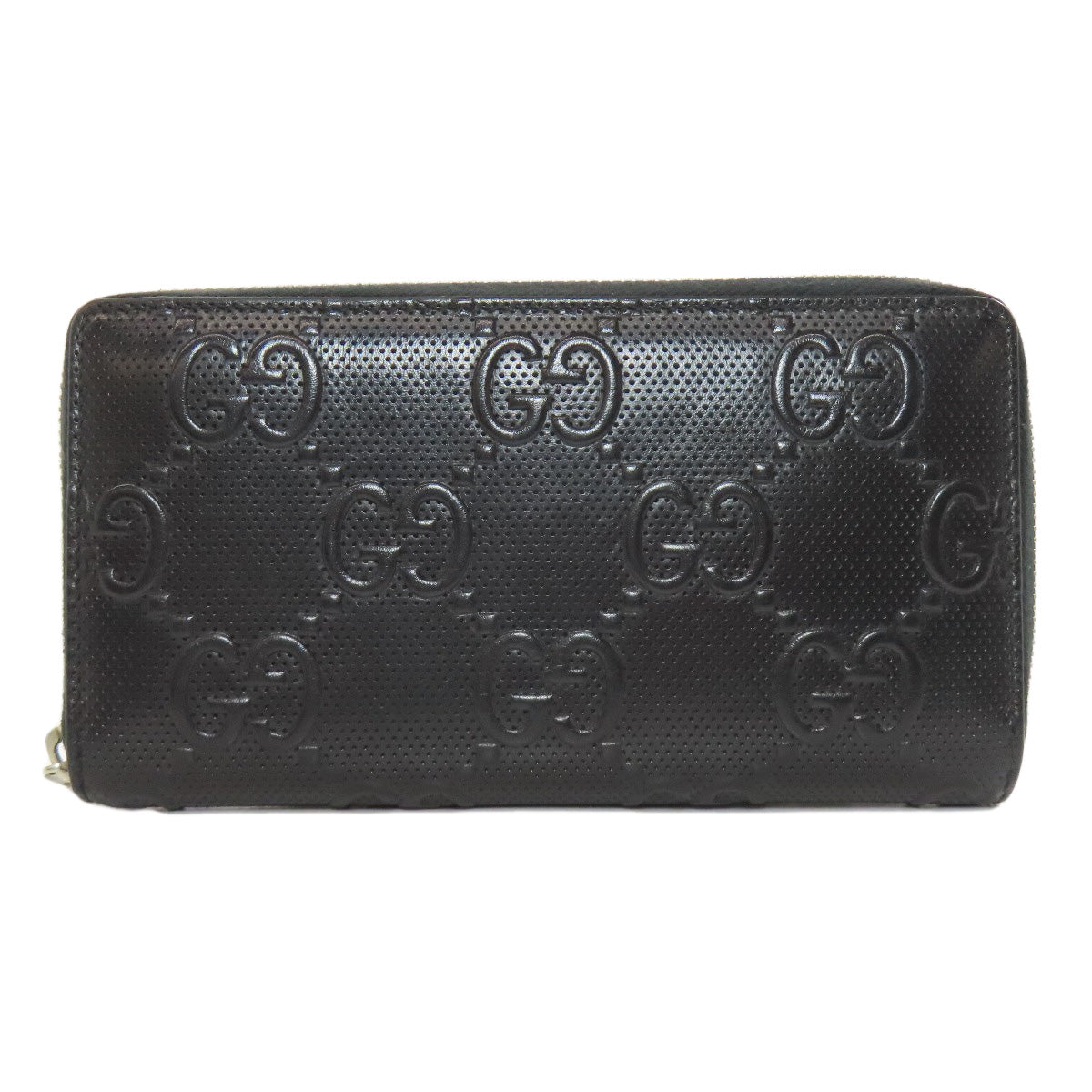 GUCCI Long Wallet Purse 625558 PVC black Zip Around GG Embossed mens Used