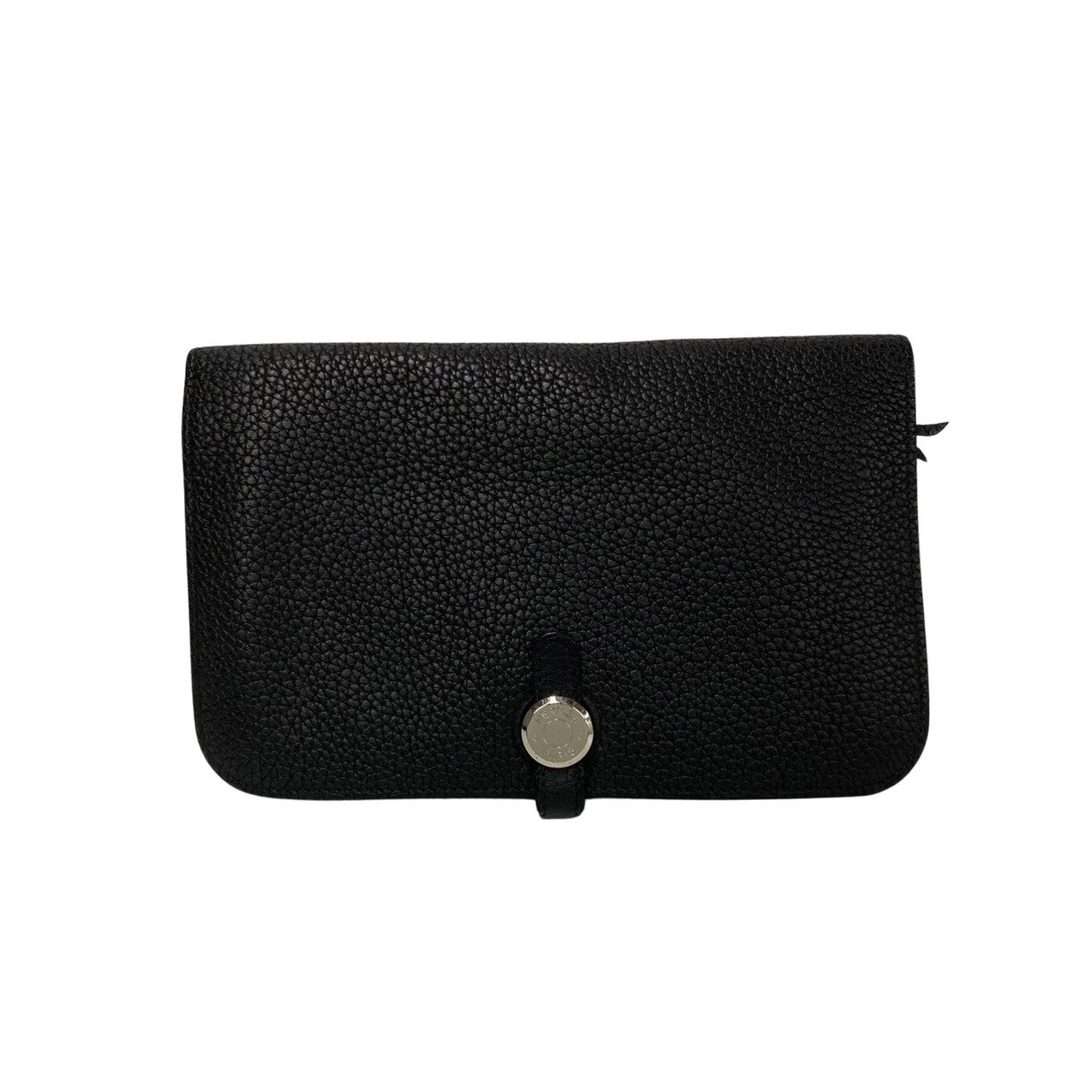 HERMES Long Wallet Purse Togo black Dogon GM