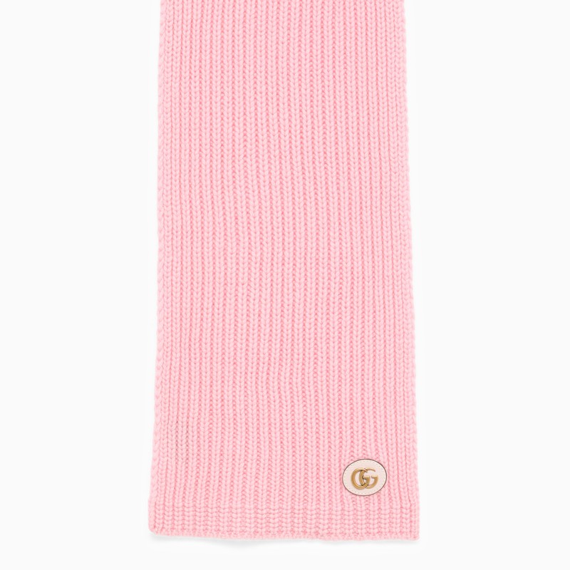 Gucci Pink Cashmere Scarf With Logo Women