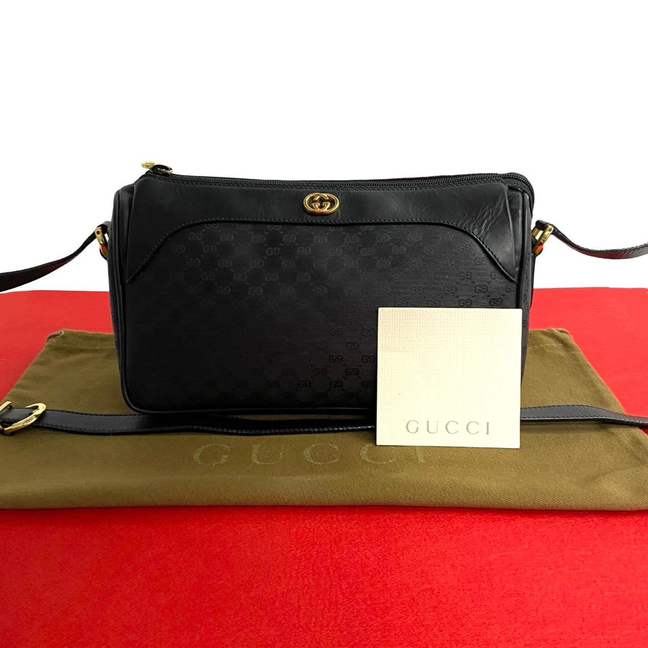 GUCCI Shoulder Bag leather black