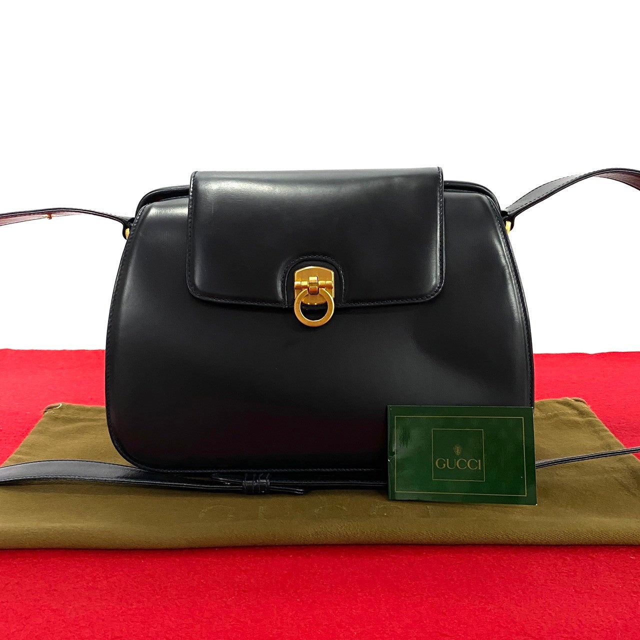 GUCCI Shoulder Bag Calfskin Navy