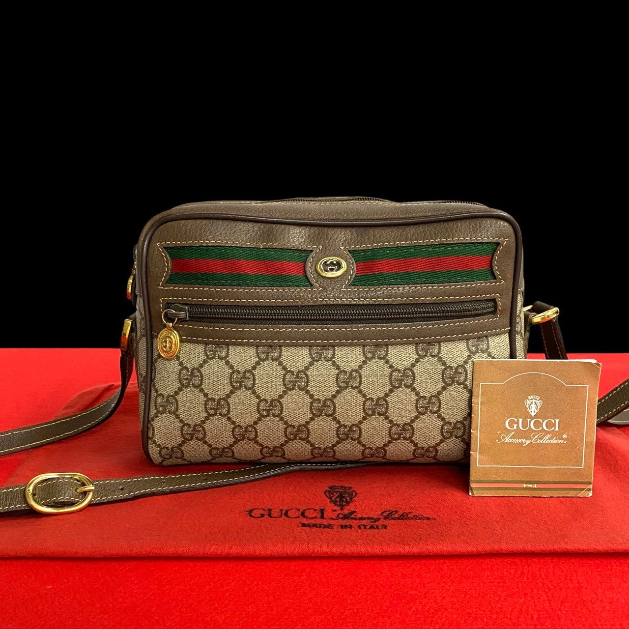 GUCCI Shoulder Bag leather Brown Sherry line Old Gucci