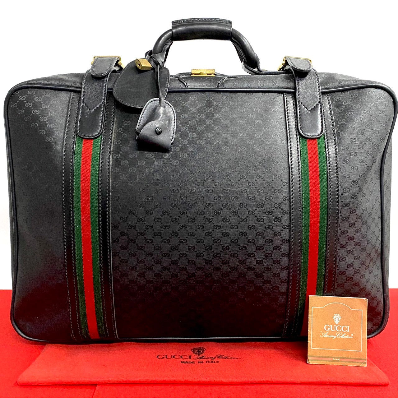 GUCCI Boston Duffel bag leather black Sherry line
