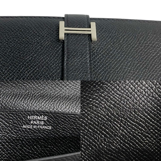 HERMES Tri-fold wallet Epsom black Bearn Dupri