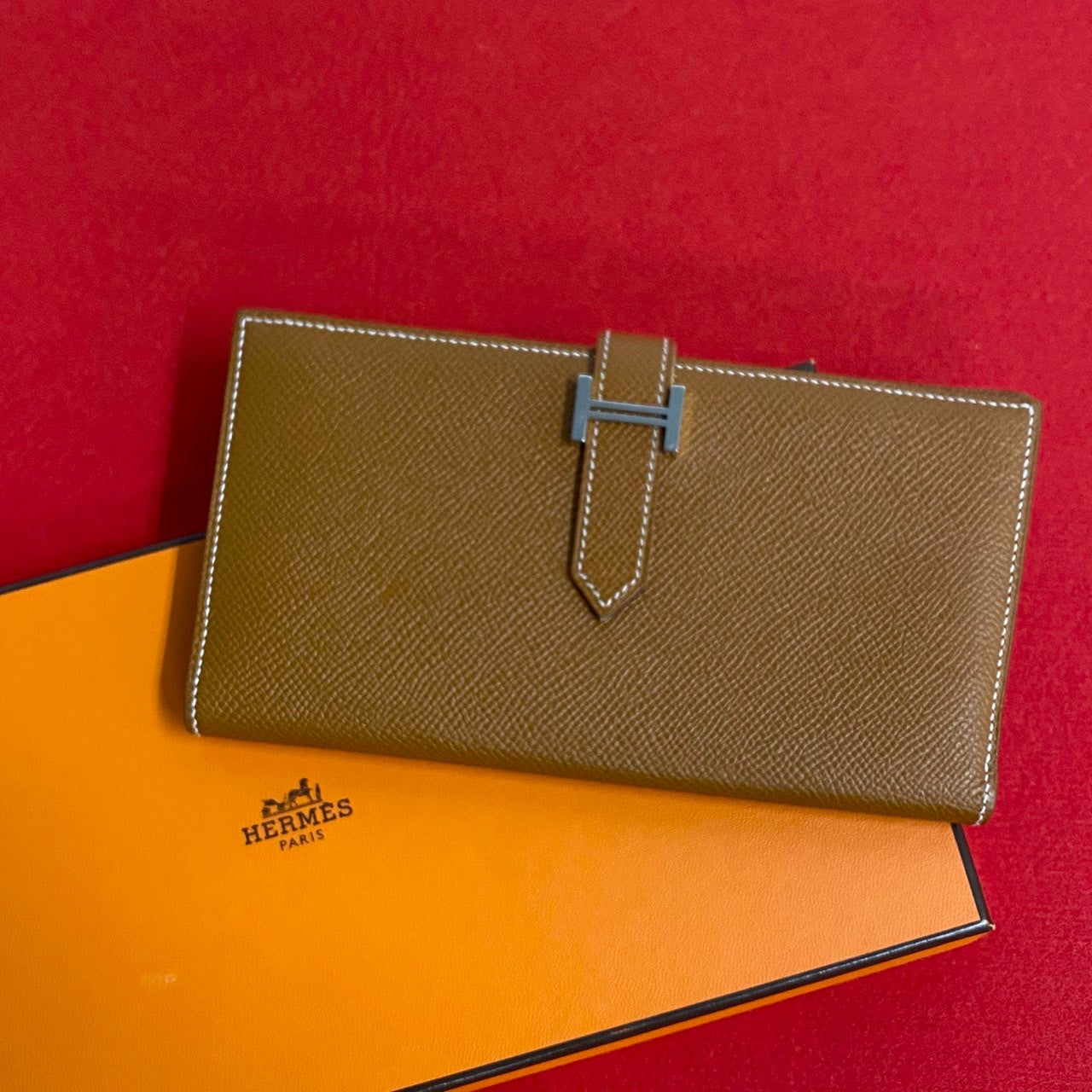 HERMES Long Wallet Purse Epsom Brown Beansufla