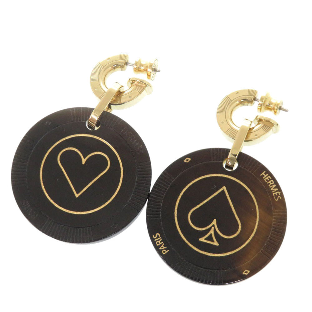 HERMES Pierce Buffalo horn Black type Fait vo jeux heart spade Women Used