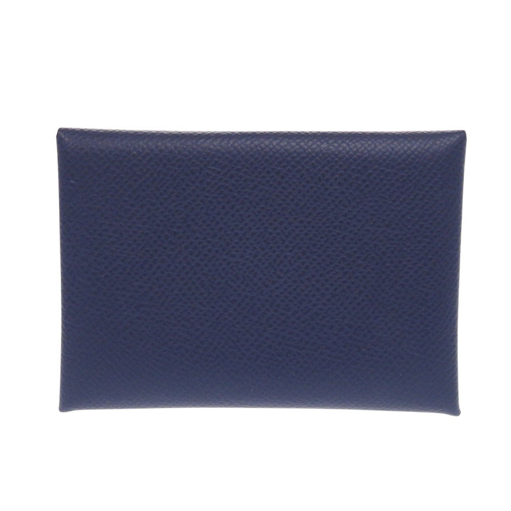 HERMES Card Case Epsom Blue Safir Calvi Duo Verso Women Used