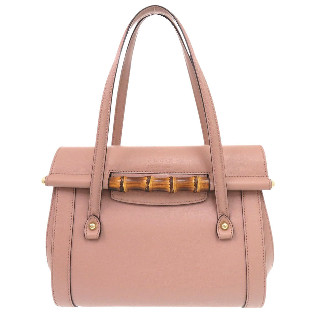 GUCCI Handbag 338989 leather pink beige Bamboo Women Used