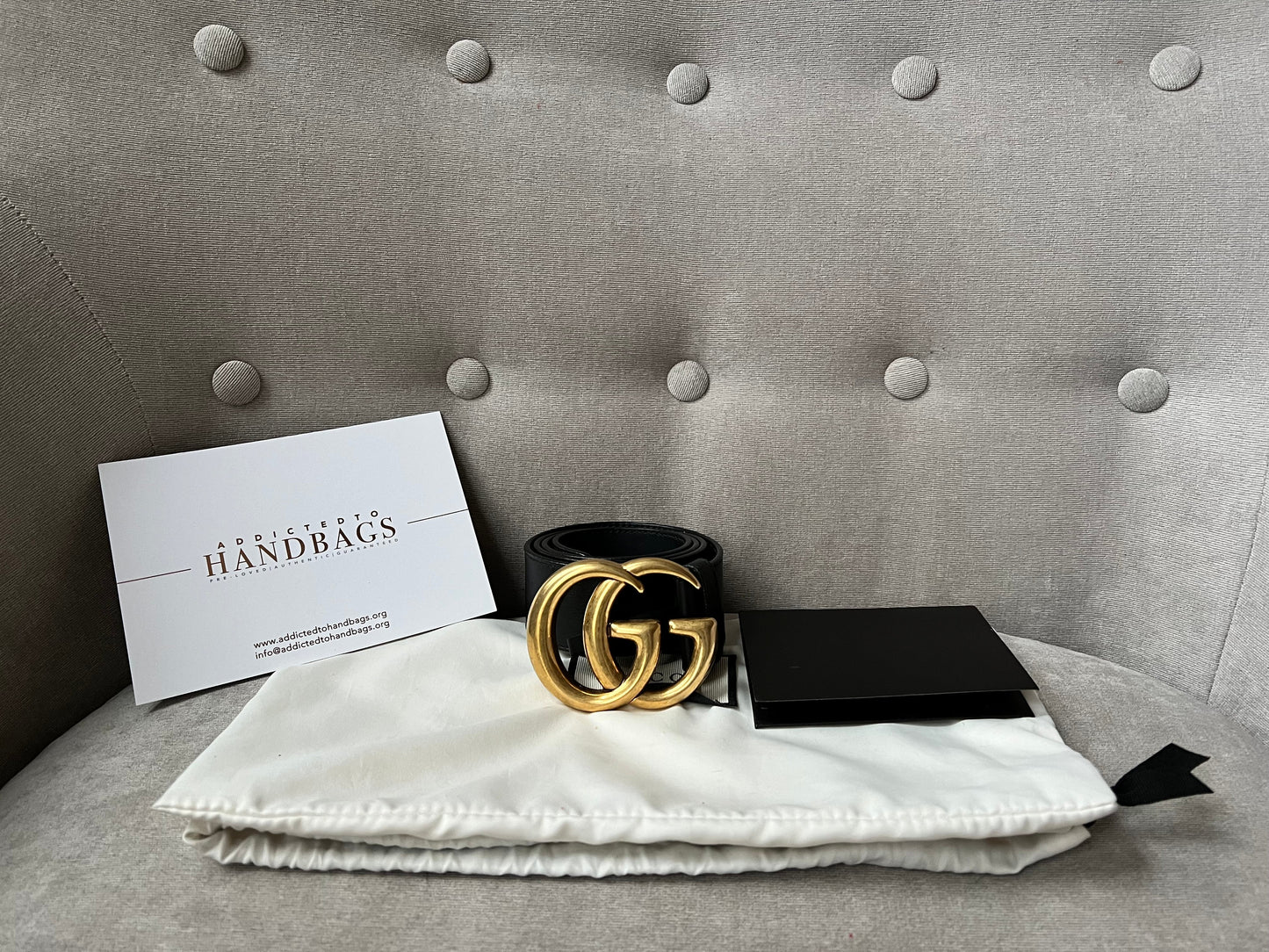 Gucci GG 2015 Re edition Marmont Black Wide Leather Belt with Gold Buckle (RRP £380)