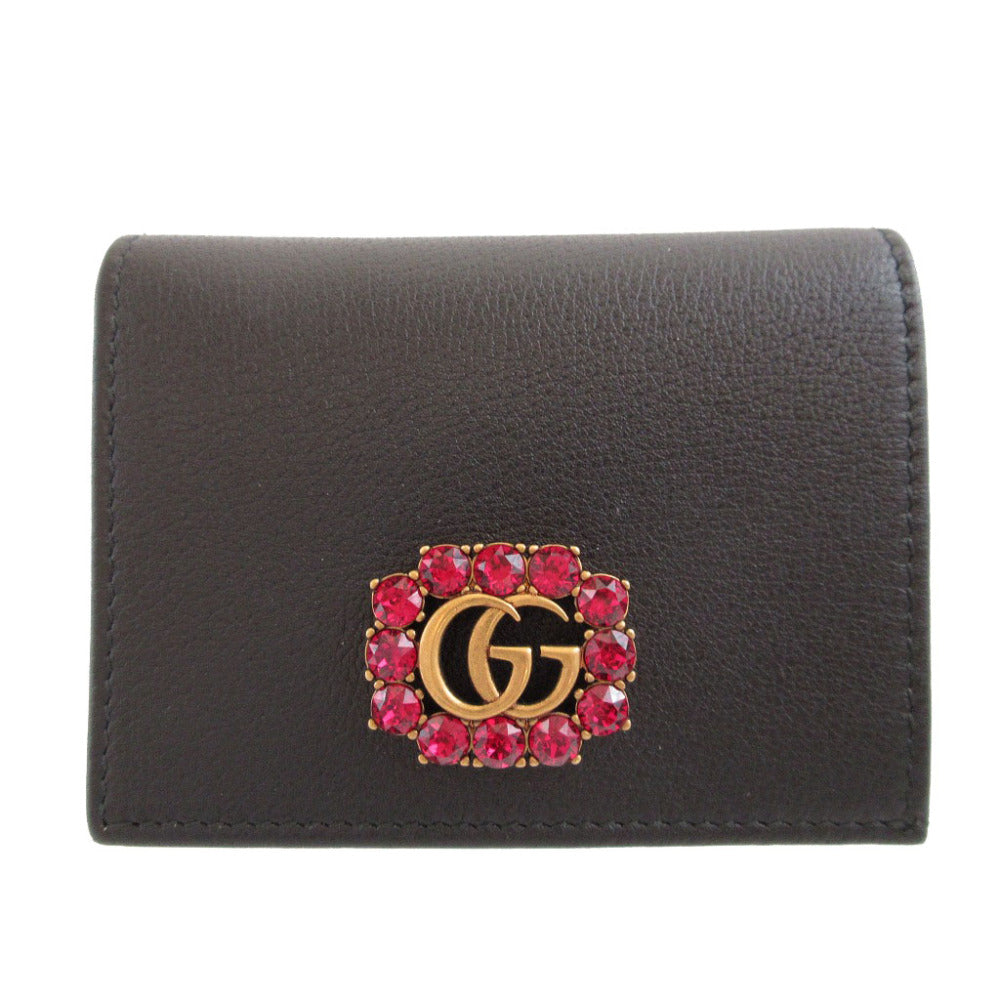 GUCCI Bifold Wallet 499783 leather black GG Marmont