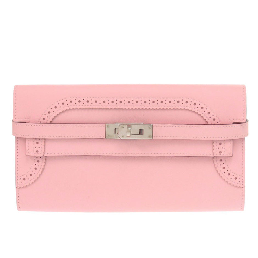 HERMES Long Wallet Purse Swift Rose cherry Kelly Wallet Gillies