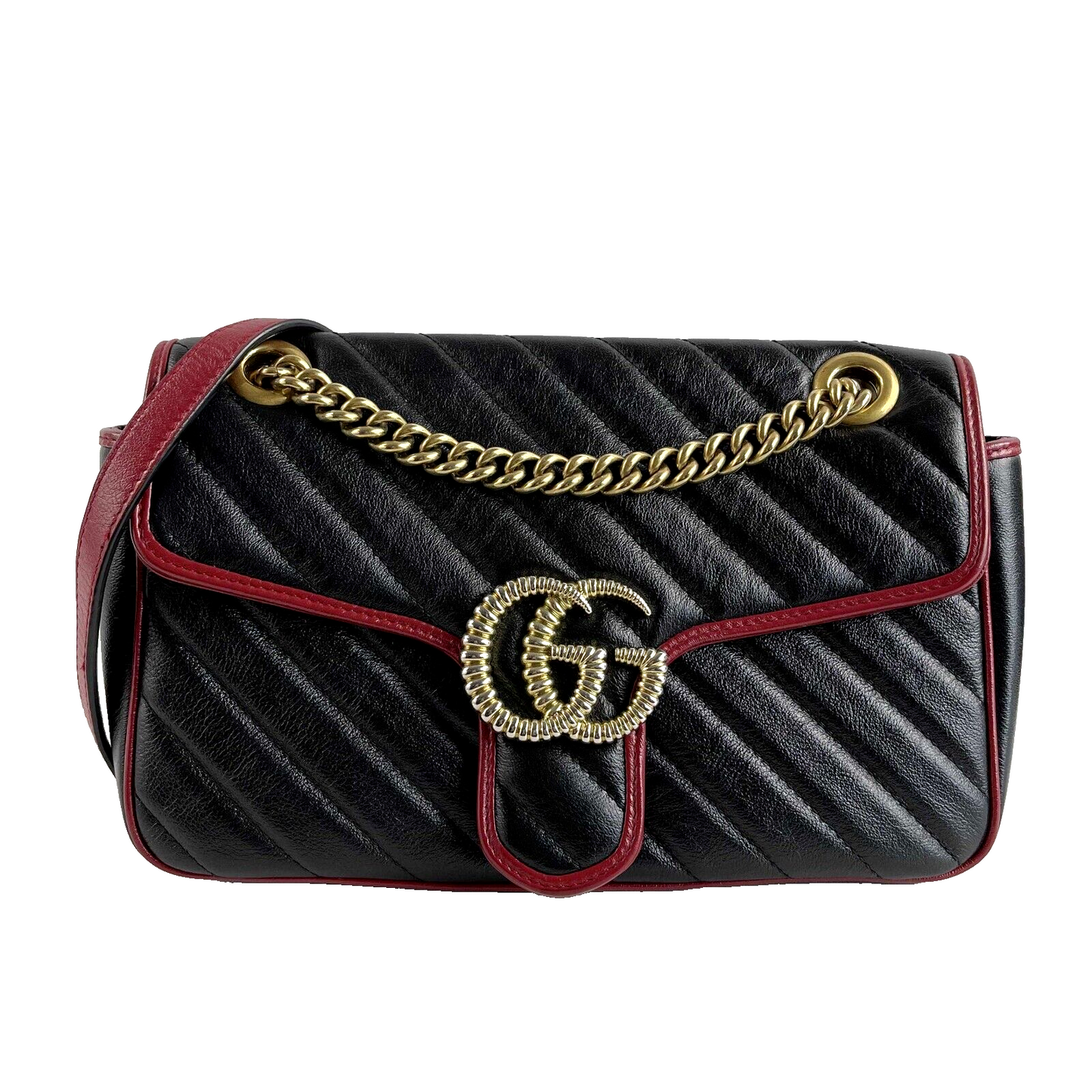 GUCCI GG Marmont Flap Diagonal Quilted Leather Small