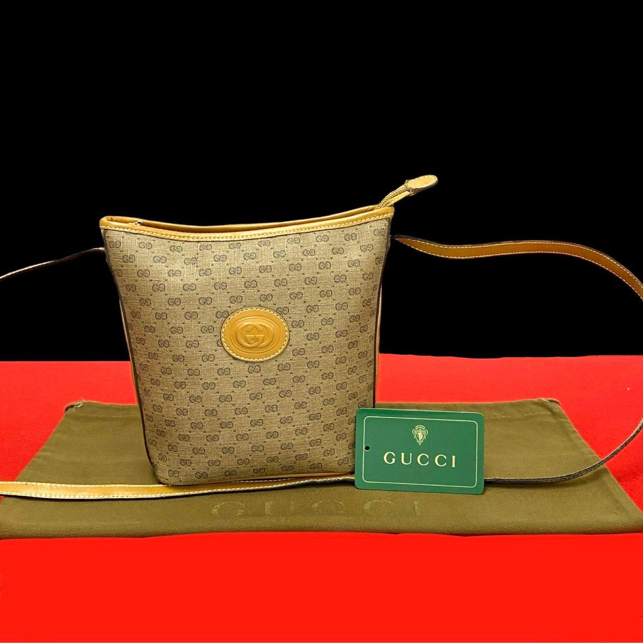 GUCCI Shoulder Bag Leather, PVC Brown Micro GG logo Women Used