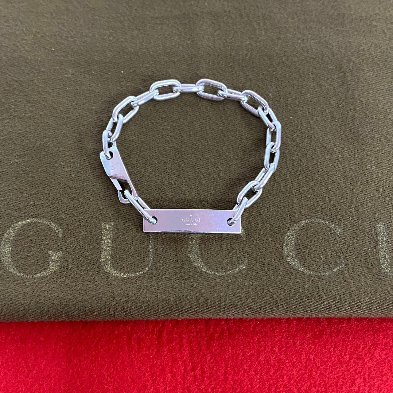 GUCCI bracelet Silver925 Silver logo plate ID Bracelets Women Used